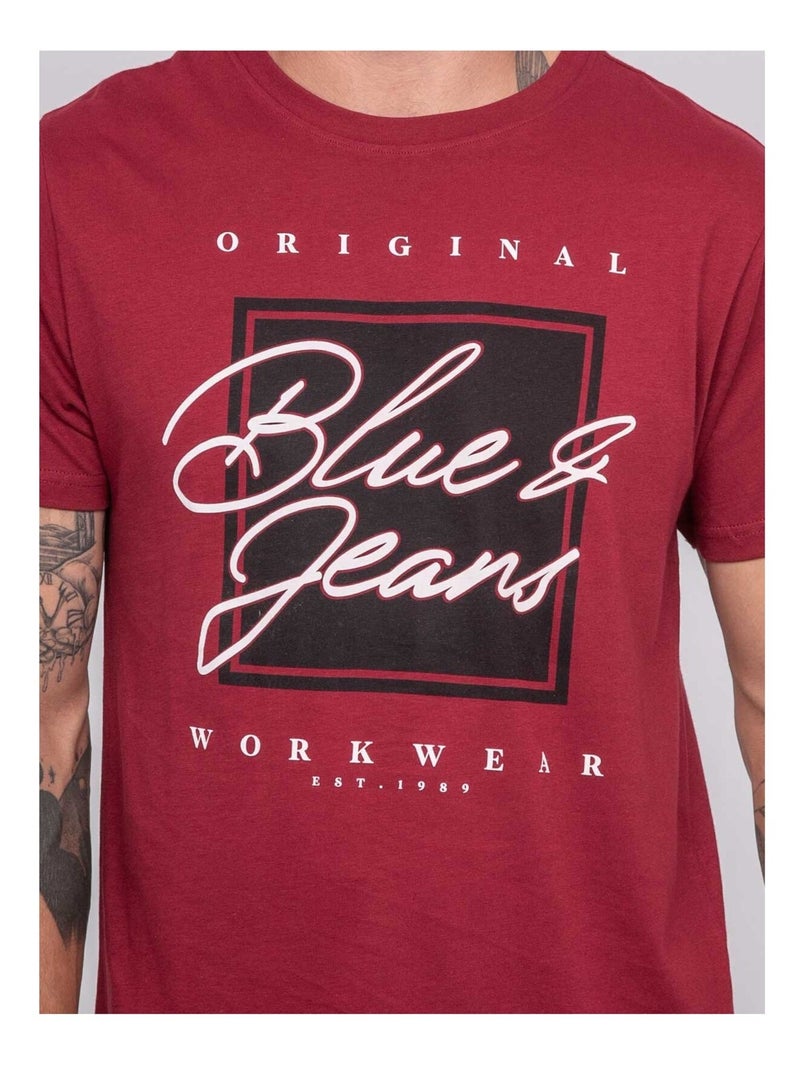 Camiseta de puro algodón con estampado JABLOTE Burdeos - Kiabi