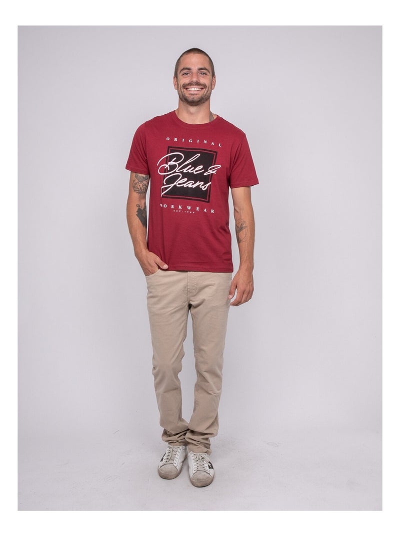 Camiseta de puro algodón con estampado JABLOTE Burdeos - Kiabi