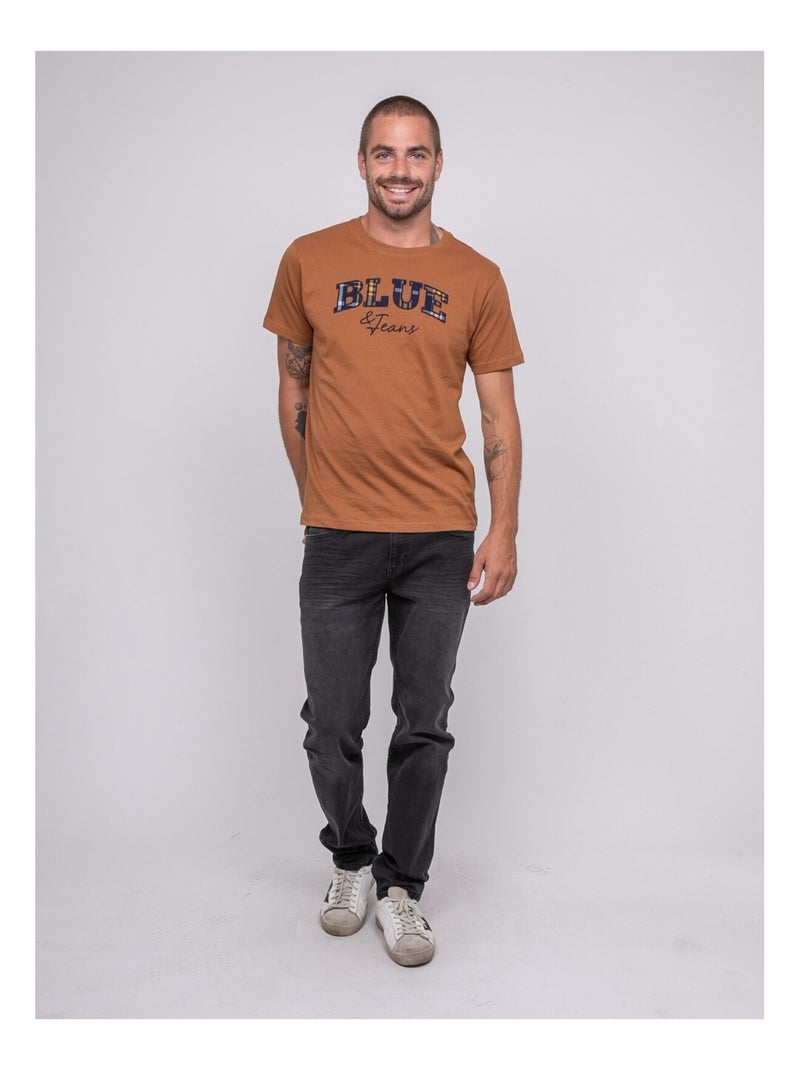 Camiseta de puro algodón con estampado JACKHORN Marrón caramelo - Kiabi