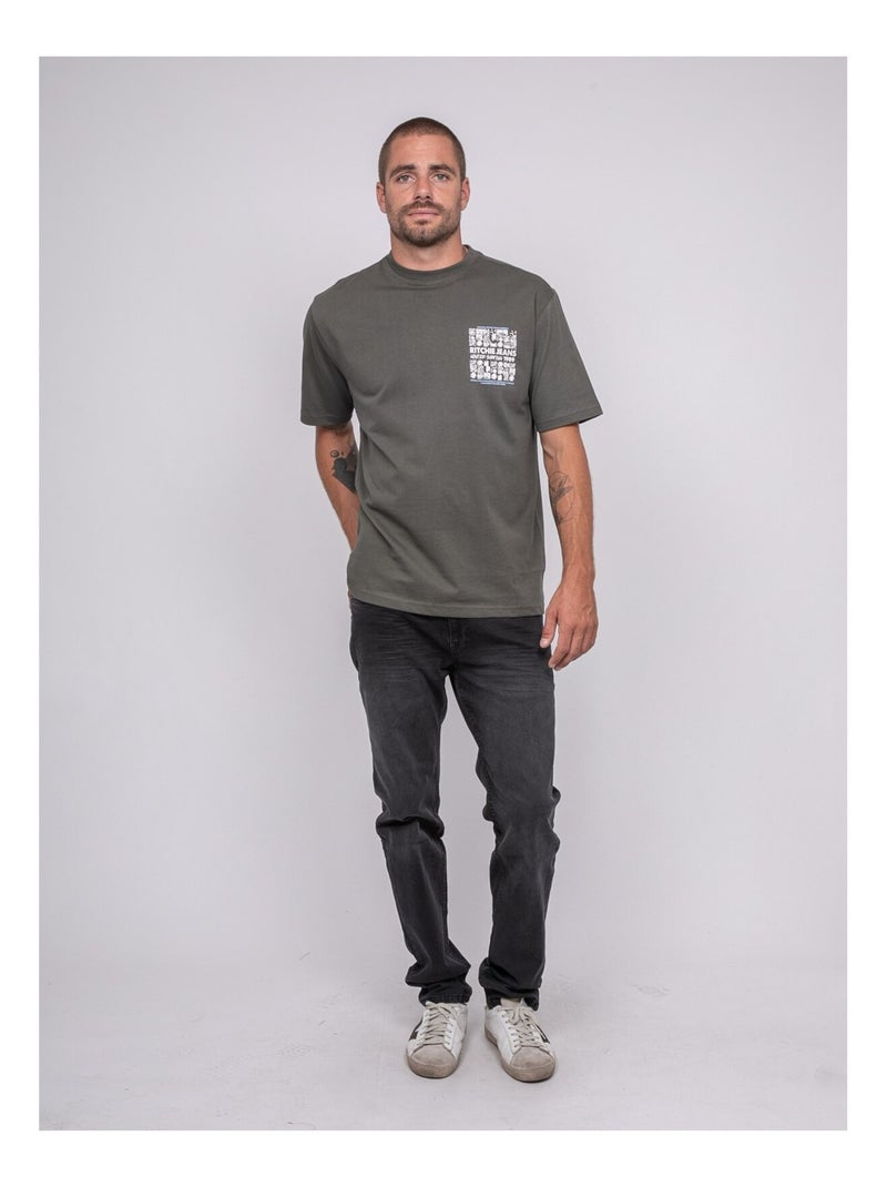 Camiseta de puro algodón con estampado JARGNOL Caqui - Kiabi