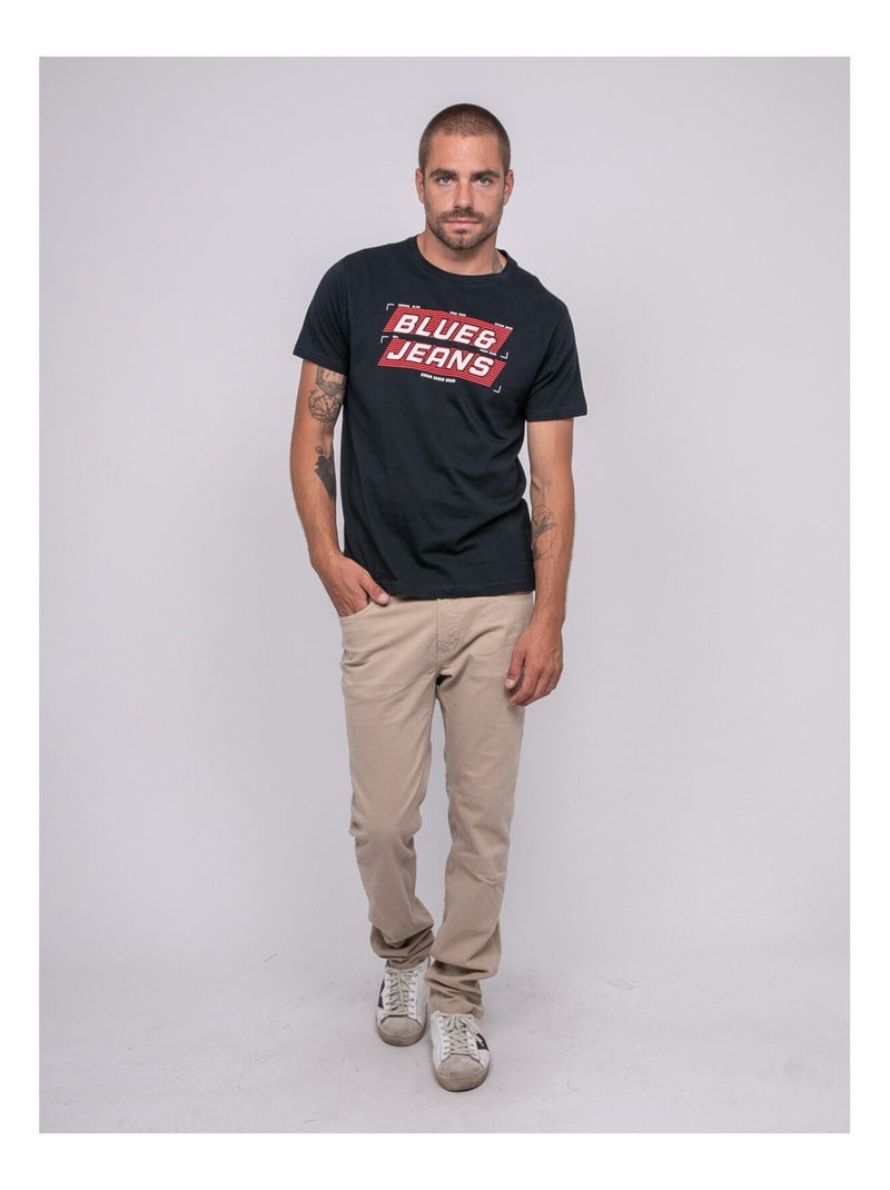 Camiseta de puro algodón con estampado JORDIPAL Azul marino - Kiabi