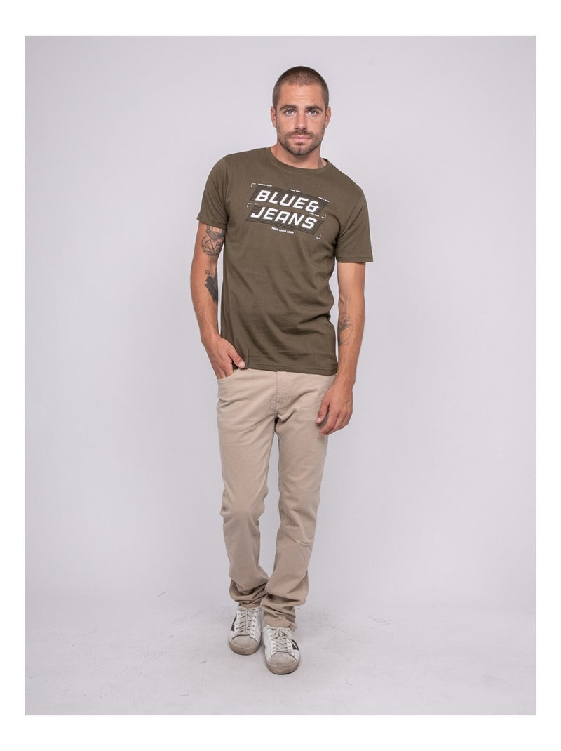 Camiseta de puro algodón con estampado JORDIPAL Caqui - Kiabi