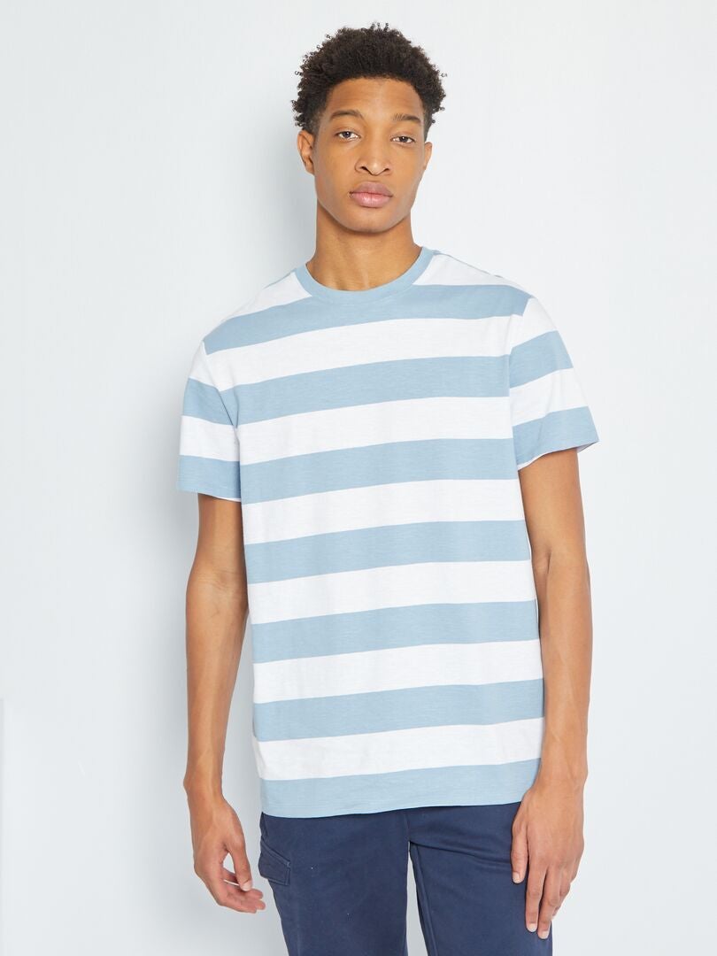 Camiseta de rayas +1,90 m azul denim - Kiabi