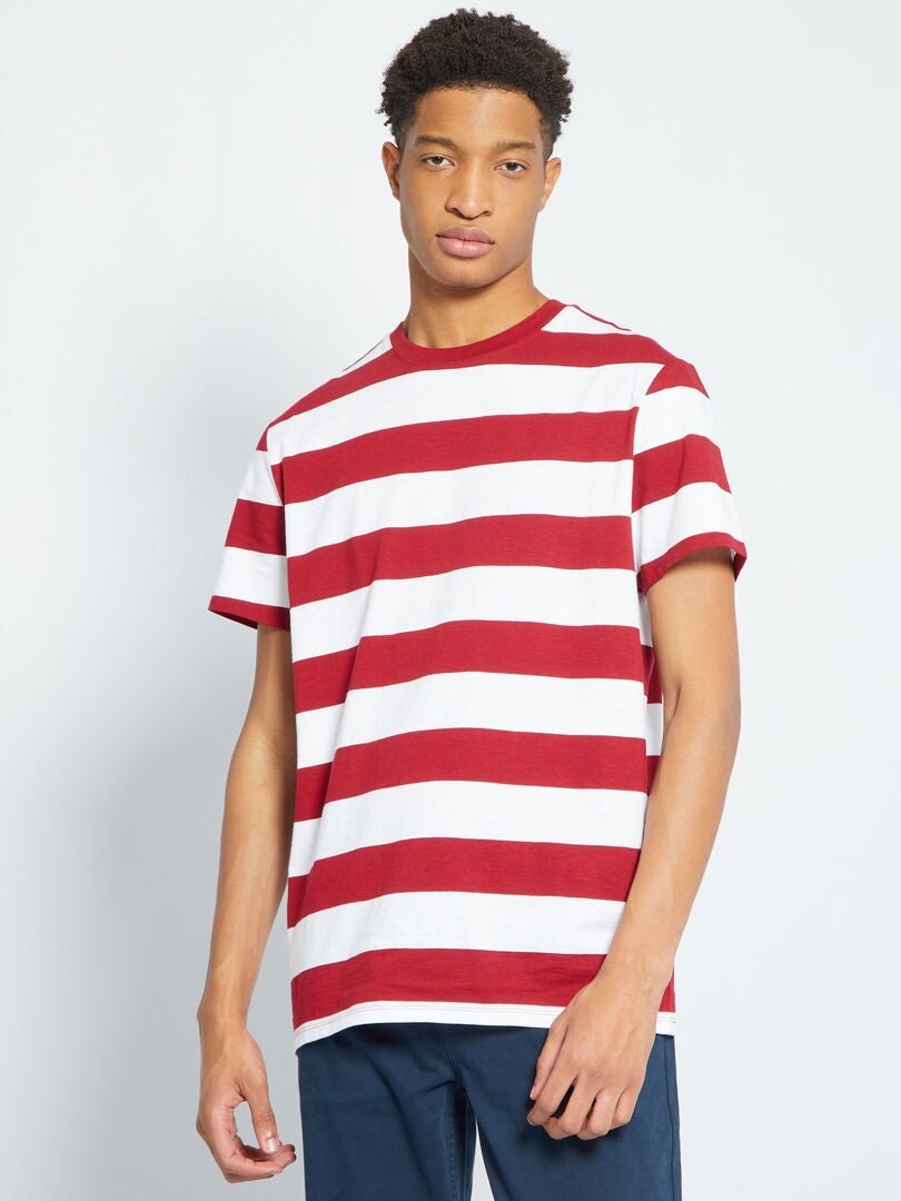 Camiseta de rayas +1,90 m rojo burdeos - Kiabi