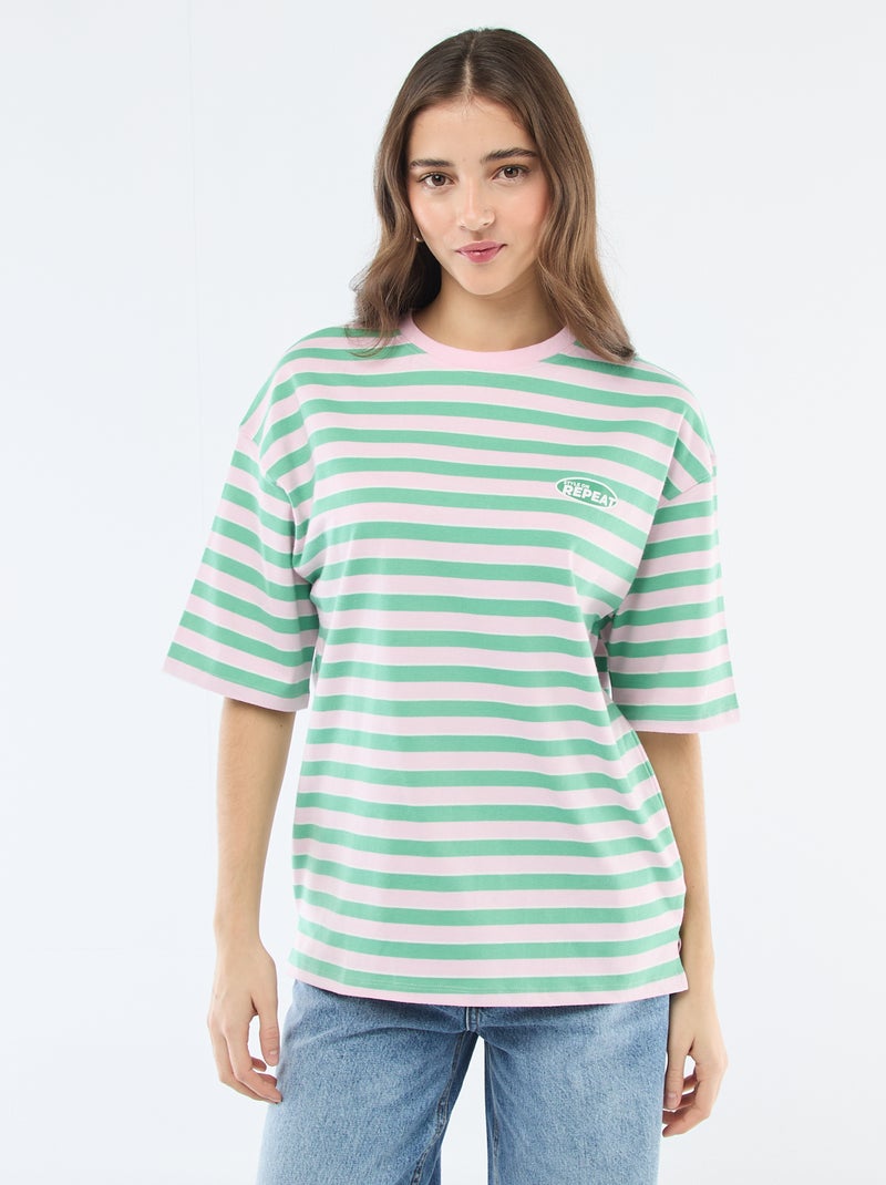 Camiseta de rayas anchas Rosa - Kiabi