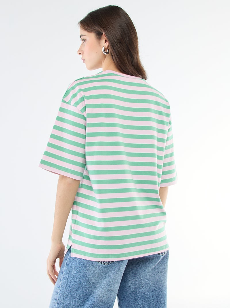 Camiseta de rayas anchas Rosa - Kiabi