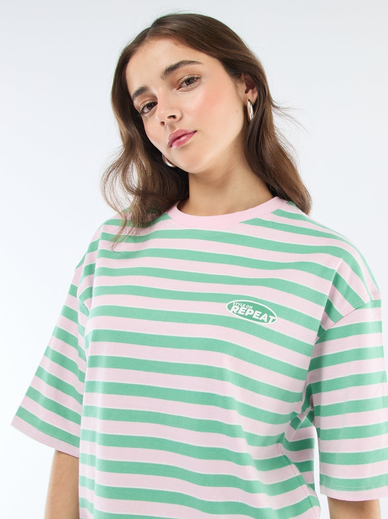 Camiseta de rayas anchas Rosa - Kiabi