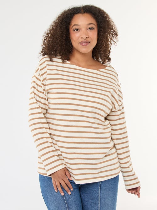 Camiseta de rayas con cuello barco - Kiabi