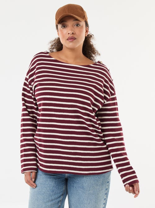 Camiseta de rayas con cuello barco - Kiabi