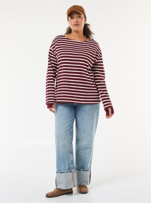 Camiseta de rayas con cuello barco - Kiabi