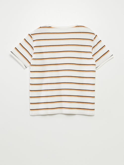 Camiseta de rayas con cuello panadero - Kiabi