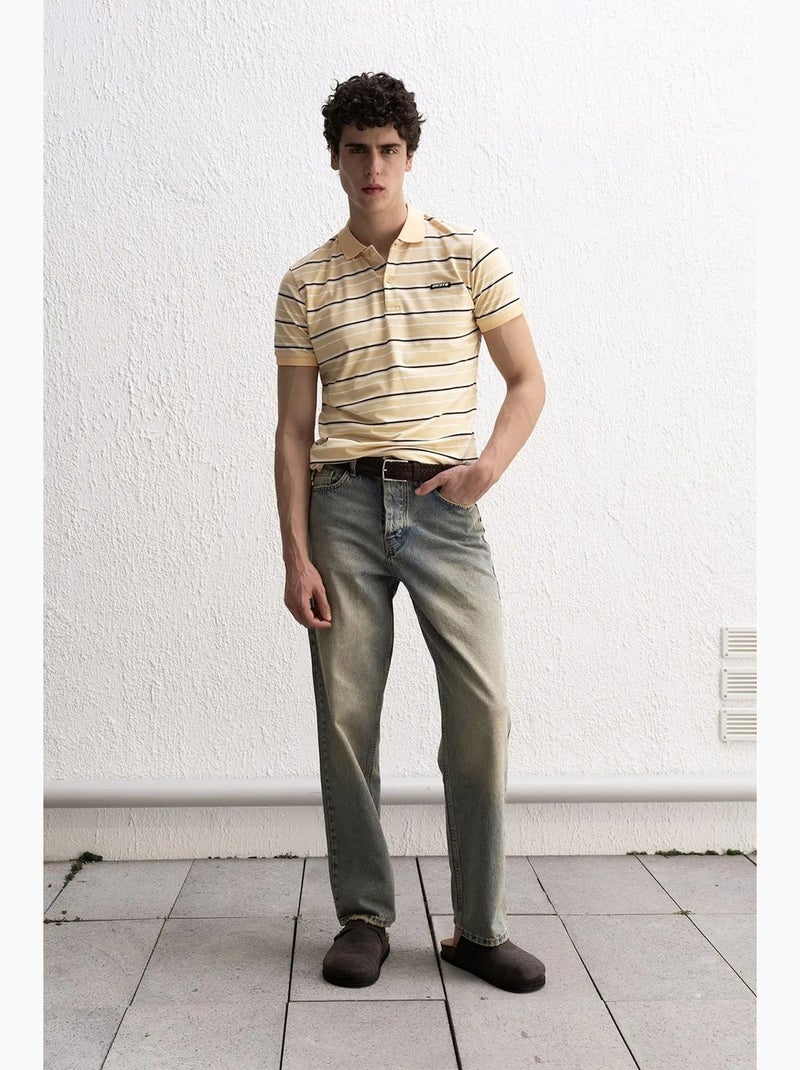 Camiseta de rayas con cuello polo y botones giesto Ámbar - Kiabi