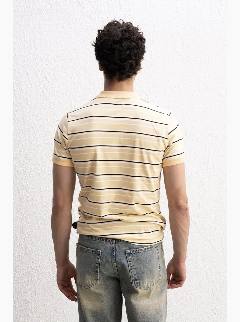 Camiseta de rayas con cuello polo y botones giesto Ámbar - Kiabi
