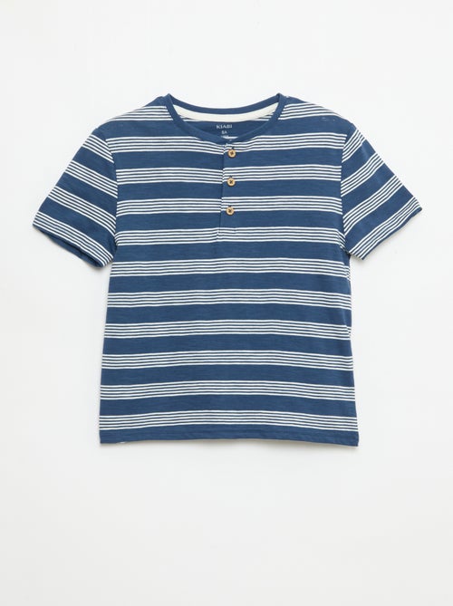 Camiseta de rayas con cuello tunecino - Kiabi