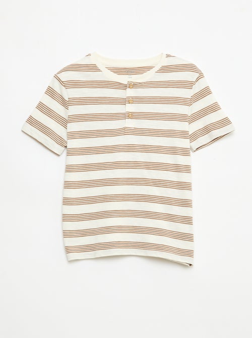 Camiseta de rayas con cuello tunecino - Kiabi