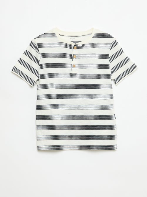 Camiseta de rayas con cuello tunecino - Kiabi