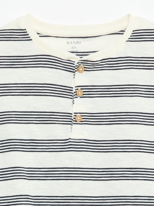 Camiseta de rayas con cuello tunecino - Kiabi