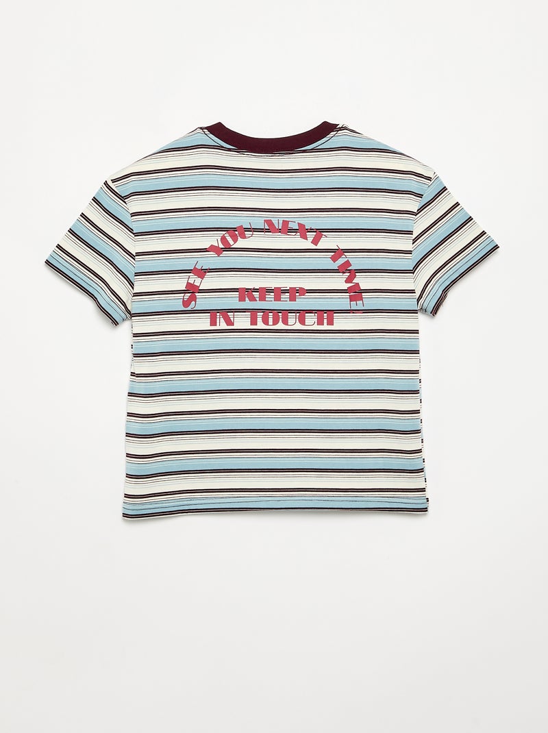 Camiseta de rayas de manga corta Azul - Kiabi