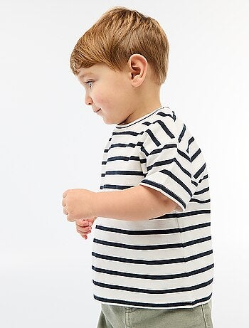 Camiseta de rayas de manga corta en algodón