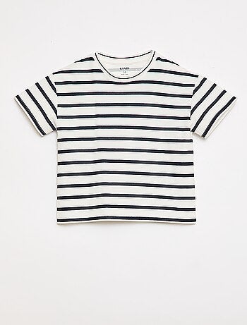 Camiseta de rayas de manga corta en algodón