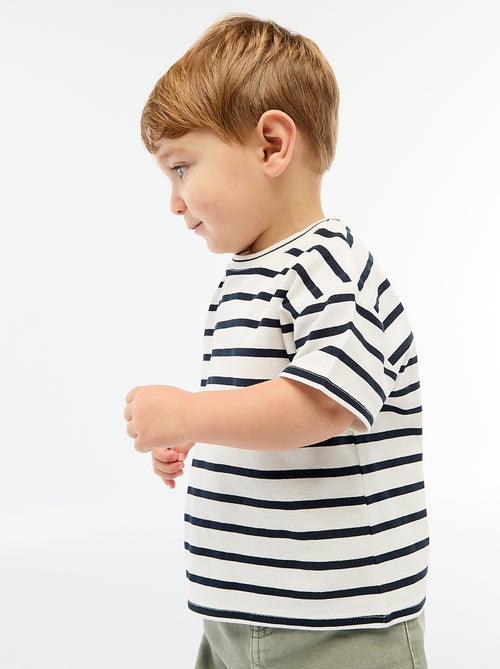 Camiseta de rayas de manga corta en algodón - Kiabi