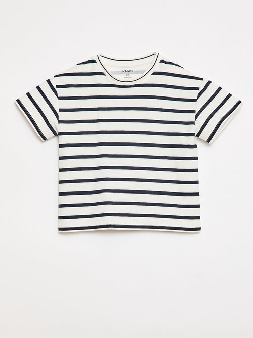 Camiseta de rayas de manga corta en algodón - Kiabi