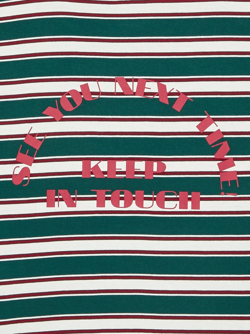 Camiseta de rayas de manga corta Verde - Kiabi