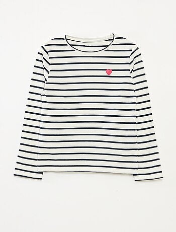 Camiseta de rayas de manga larga con cuello redondo