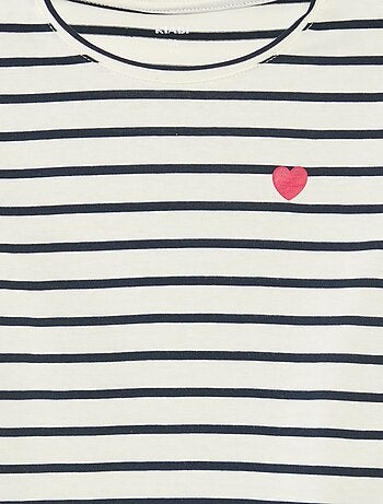 Camiseta de rayas de manga larga con cuello redondo