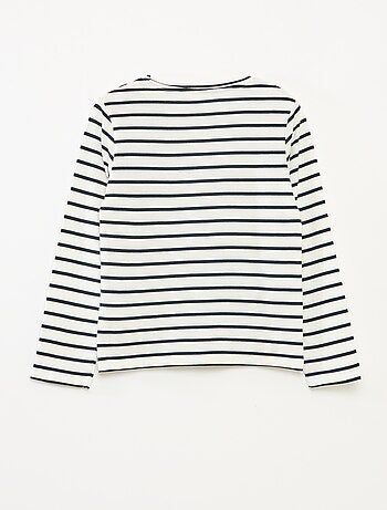 Camiseta de rayas de manga larga con cuello redondo