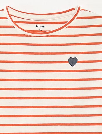 Camiseta de rayas de manga larga con cuello redondo