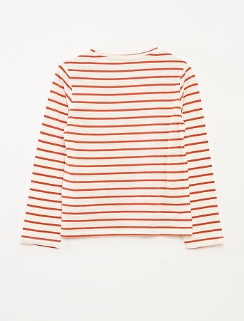 Camiseta de rayas de manga larga con cuello redondo