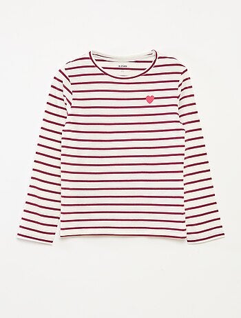 Camiseta de rayas de manga larga con cuello redondo