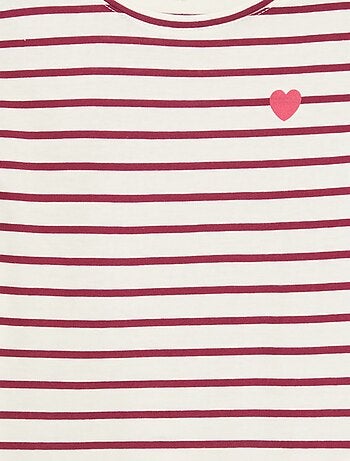 Camiseta de rayas de manga larga con cuello redondo