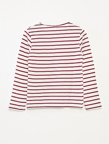 Camiseta de rayas de manga larga con cuello redondo
