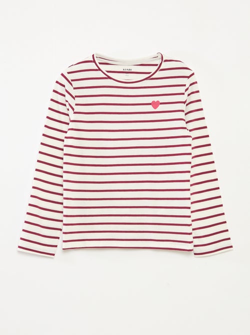 Camiseta de rayas de manga larga con cuello redondo - Kiabi