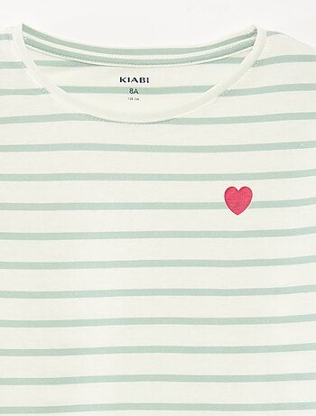 Camiseta de rayas de manga larga con cuello redondo