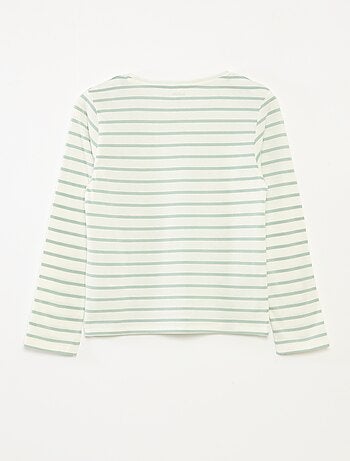 Camiseta de rayas de manga larga con cuello redondo