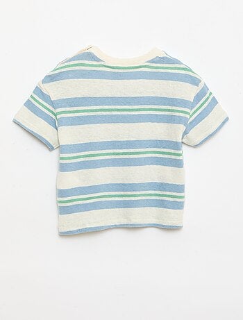 Camiseta de rayas de punto de algodón y lino