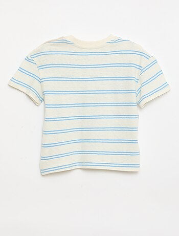 Camiseta de rayas de punto de algodón y lino