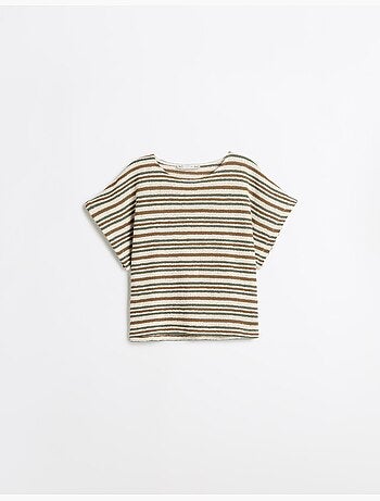 Camiseta de rayas en punto rústico, mo fashion