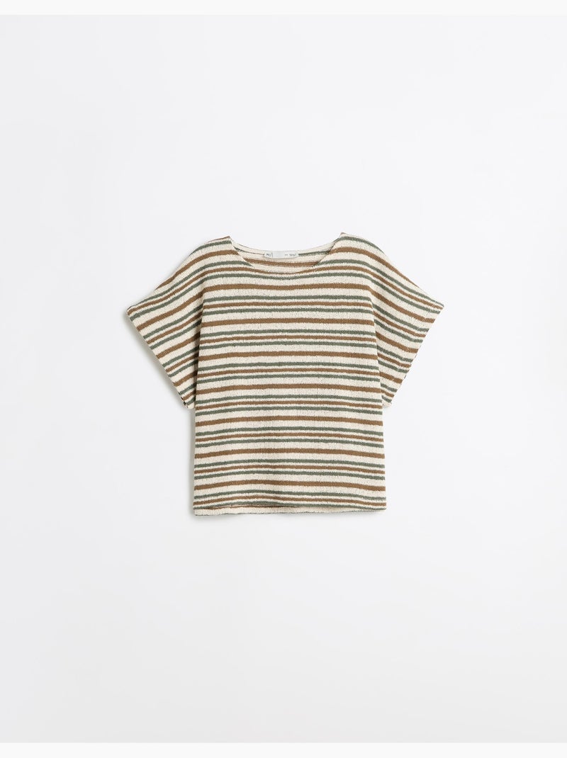 Camiseta de rayas en punto rústico, mo fashion Marrón - Kiabi