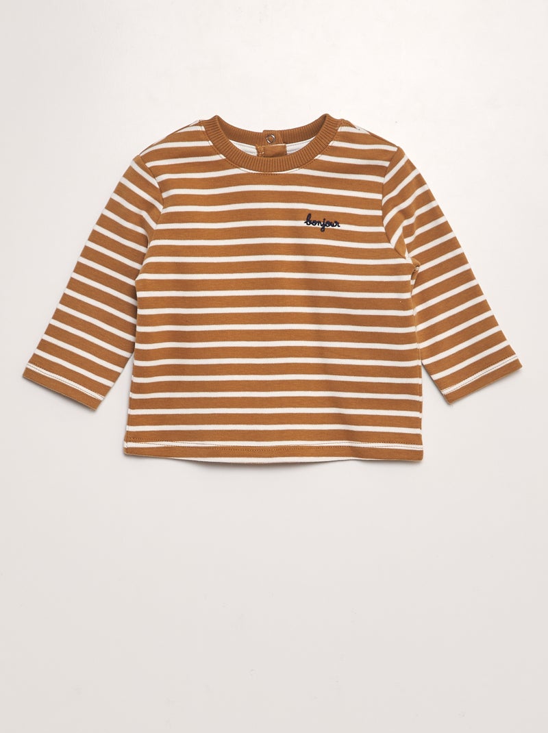 Camiseta de rayas MARRON - Kiabi