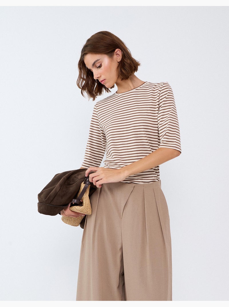 Camiseta de rayas, mo fashion Marrón - Kiabi