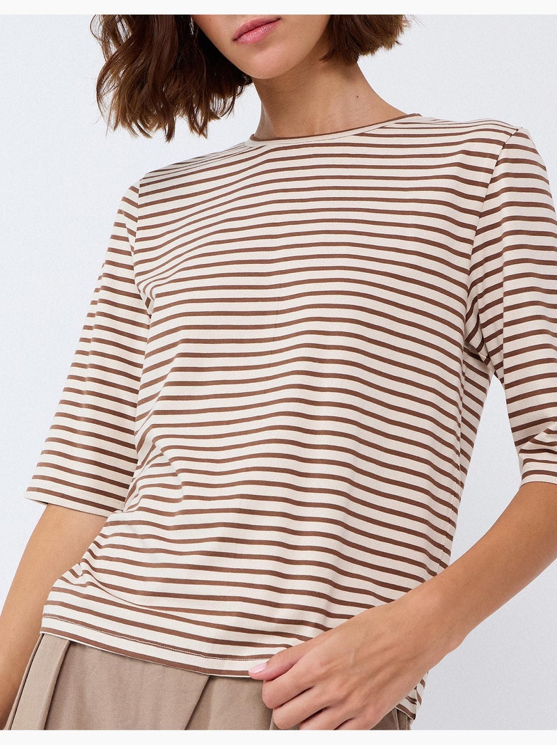 Camiseta de rayas, mo fashion Marrón - Kiabi