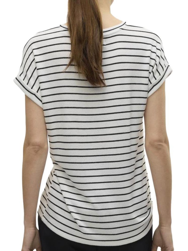 Camiseta de rayas para mujer Vero Moda Blanco Negro - Kiabi