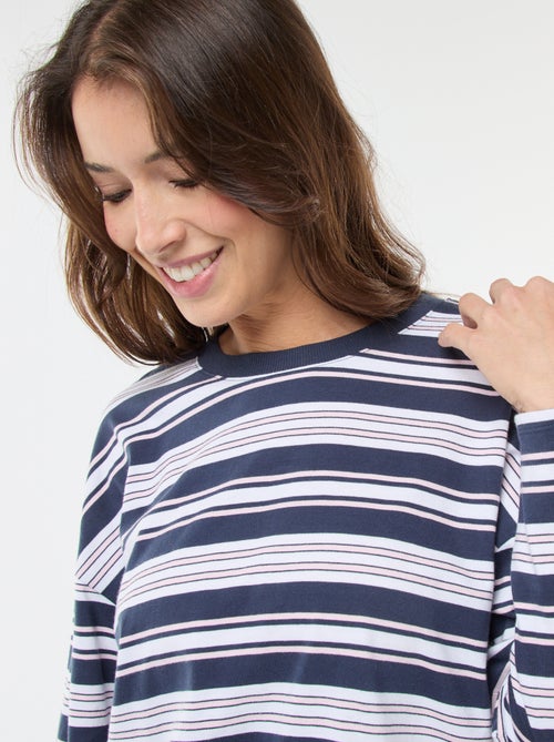 Camiseta de rayas tricolor de algodón - Kiabi