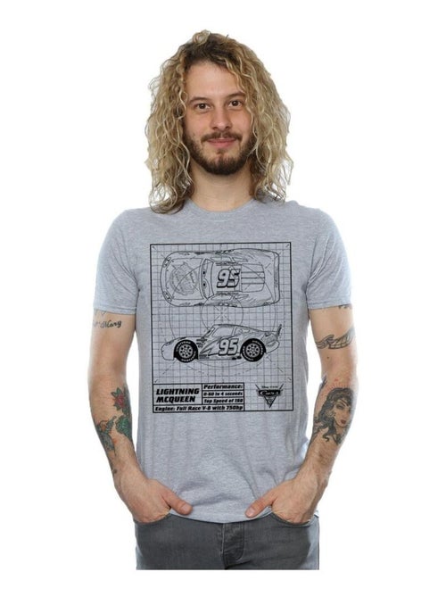 Camiseta de rayo mcqueen blueprint de algodón para hombre - cars - Kiabi Camiseta de rayo mcqueen blueprint de algodón para hombre - cars - Kiabi