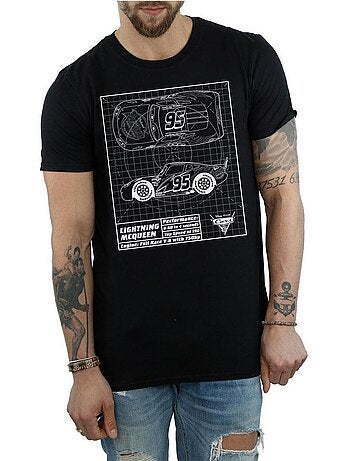 Camiseta de rayo mcqueen blueprint de algodón para hombre - cars
