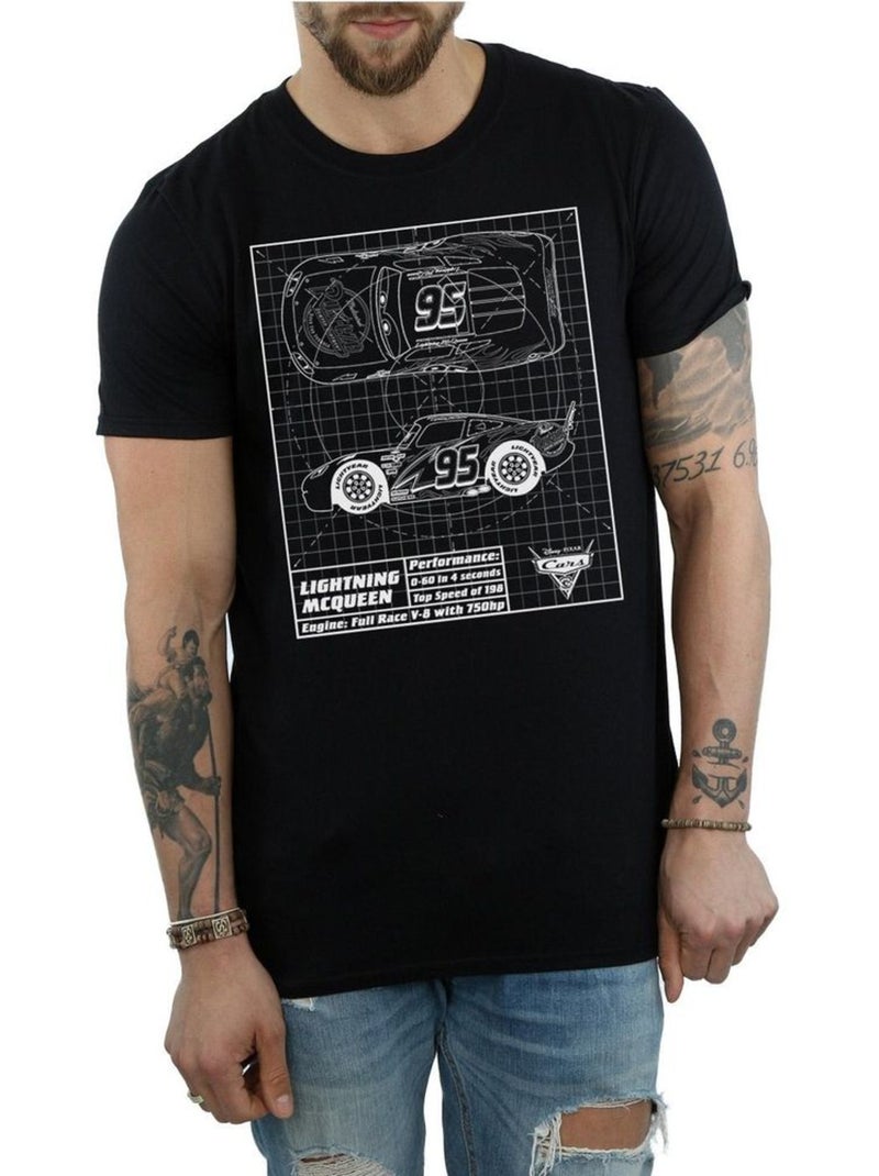 Camiseta de rayo mcqueen blueprint de algodón para hombre - cars Negro - Kiabi